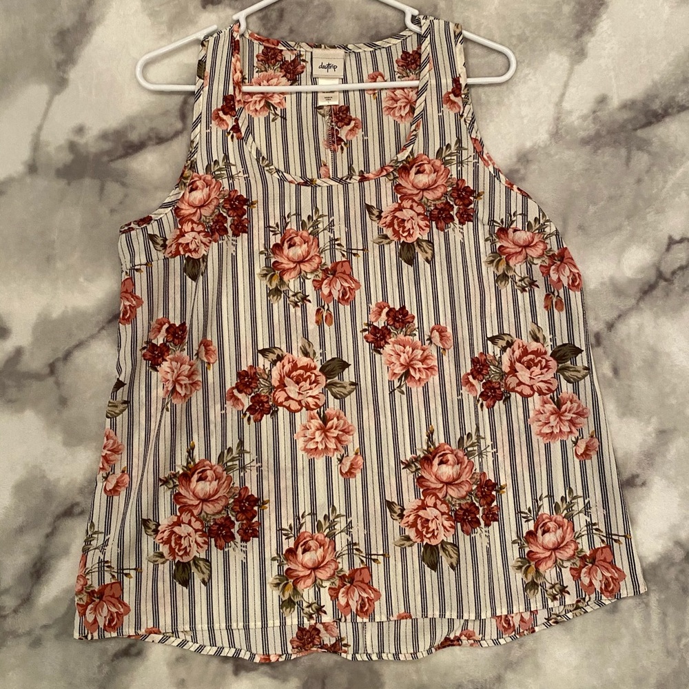 Floral and striped tank top, NWOT.